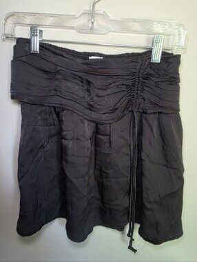 Aerie Women’s Black Gray Textured Mini Scrunch Waist Skirt Size Medium NWT